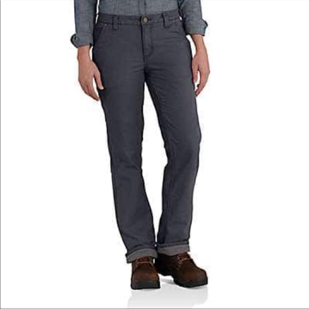 NWT carhartt rugged flex loose fit canvas fleece- lined pant sz.12